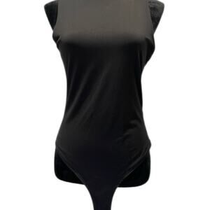 Faded Rose Essentials Black Sleeveless High Neck Bodysuit L/G Minimalist Top